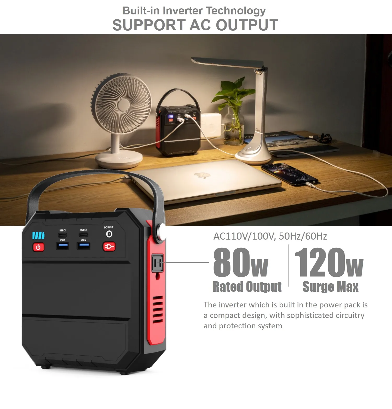 Portable Power Station 22500mah With LED Indicators Solar Generator Storage Solar Battery Power Bank for Outdoor Car Home AC USB portable car jump starter