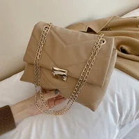 Large Vintage PU Leather Crossbody Bag for Women 2021 Branded Chain Designer Handbags Lady Embroidery Thread Shoulder Handbags 1