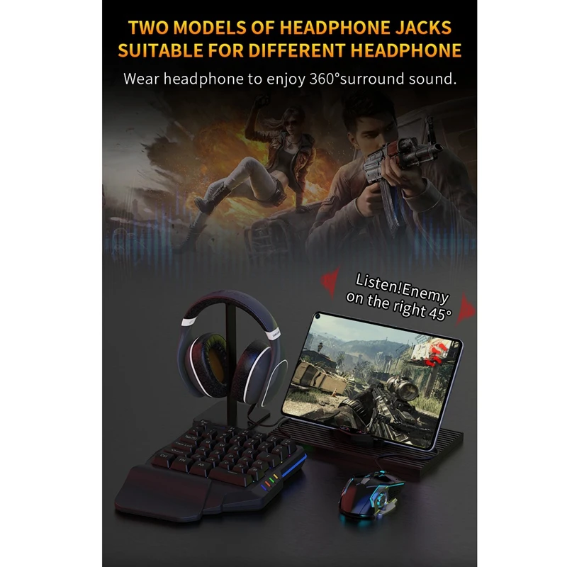 Bluetooth Gaming Converter Keyboard Mouse Adapter with USB C 3 5mm Dual Headphone Port Battle Dock Only for Android