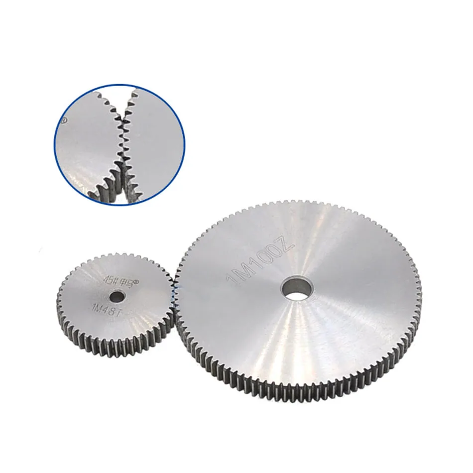 45# Steel Spur Gear 1/2 Pcs 1Modulus 12Tooth-27Tooth Metal Gear Thickness 10mm Outer Dia 14-29mm For Electricity Textile Field