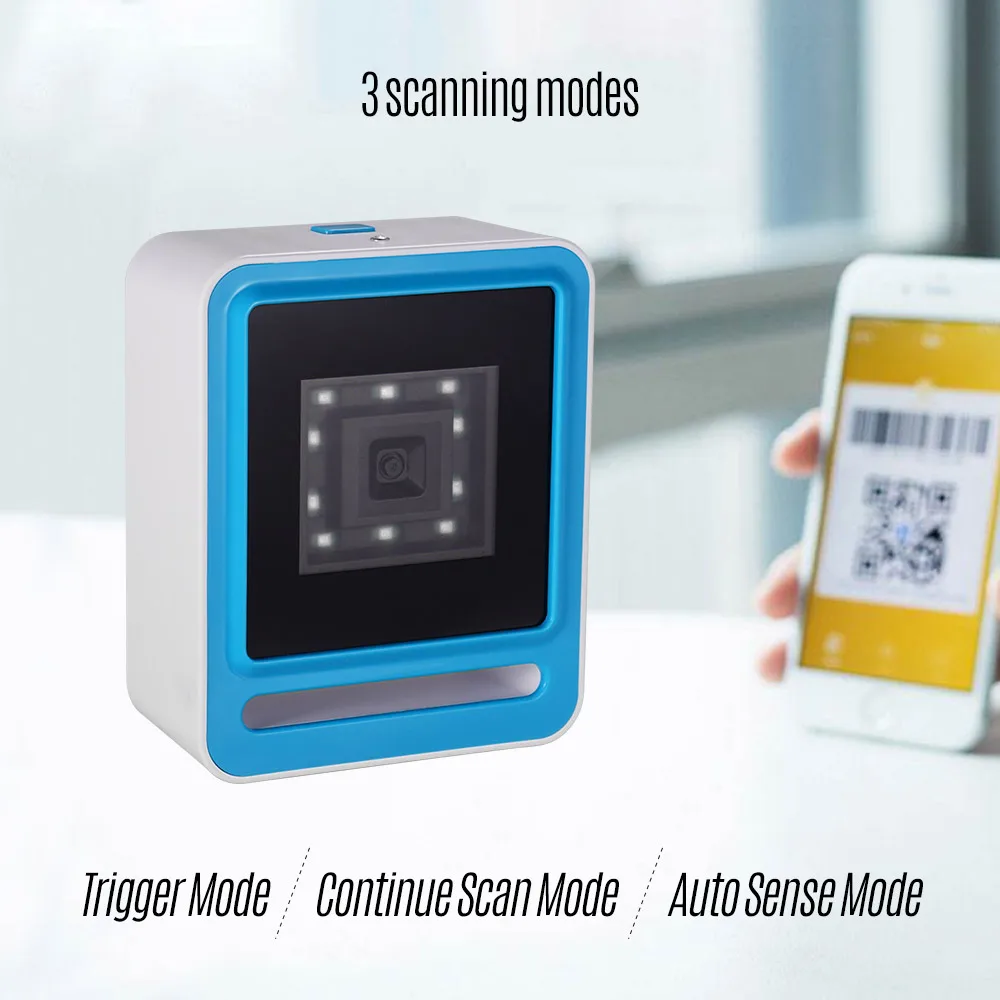 Aibecy Hands-free USB проводной 1D 2D QR сканер баркодера Настольный многонаправленный считыватель штрих-кодов для супермаркет, розничная торговля