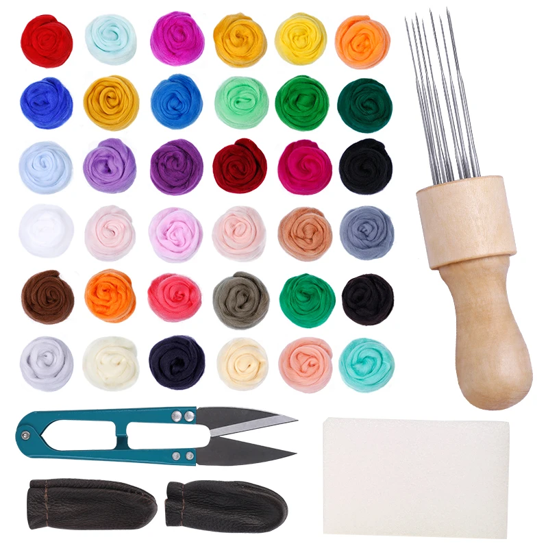 

RORGETO, 40 шт., набор для валяния шерсти, 36 цветов, стандартное валяние шерсти, ткань, валяние шерсти, инструменты, аксессуары для рукоделия для начинающих