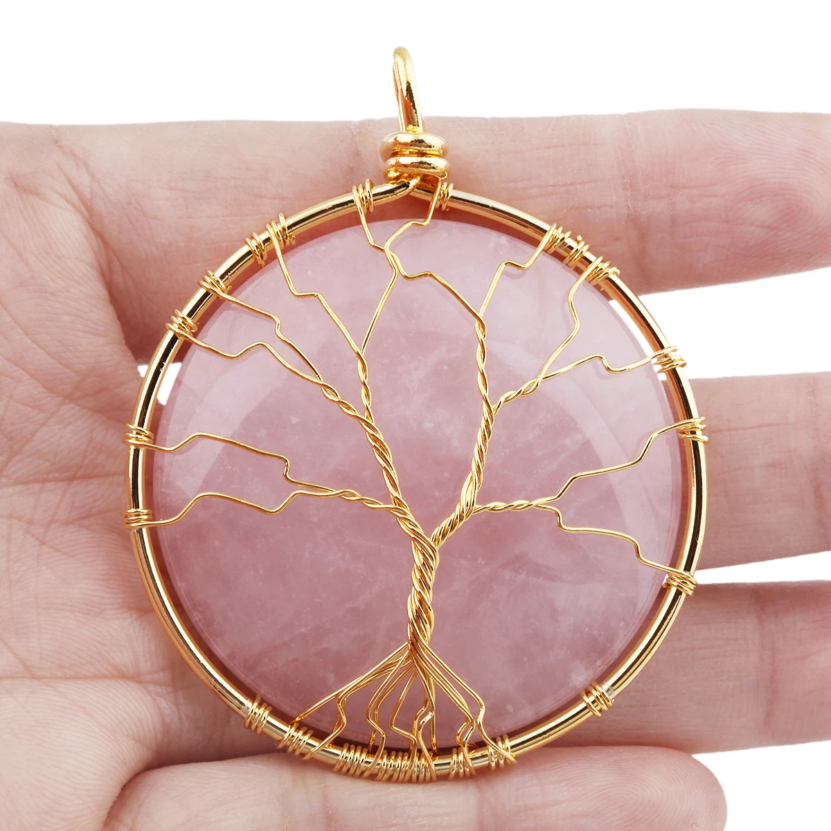 

Round Abalone Shell Pendant Wire Wrapped Tree Of Life Healing Crystal Stone Charms For Jewelry Making DIY Necklace Accessories