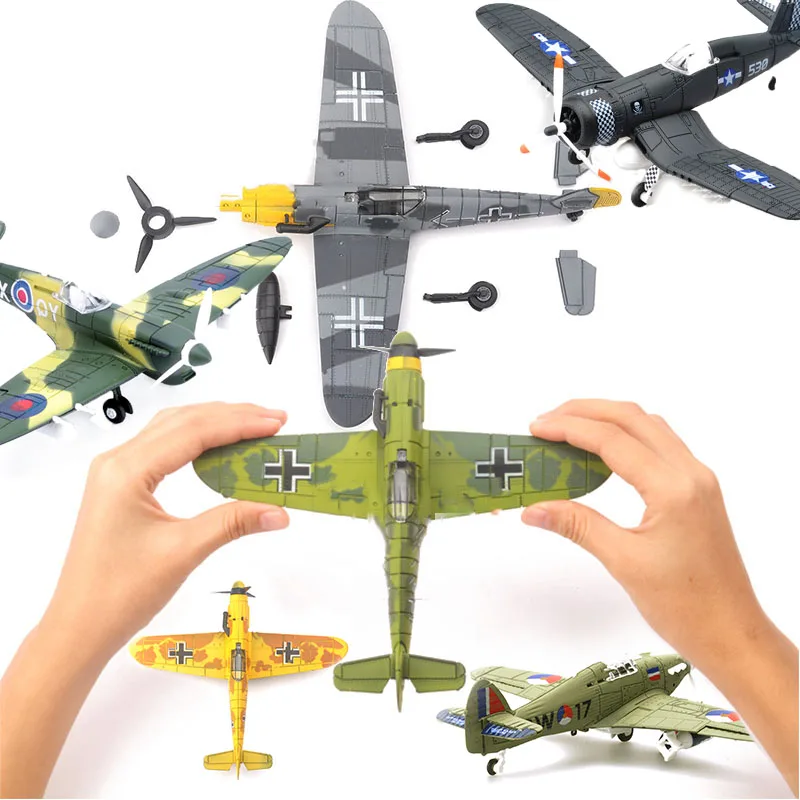 Большие строительные блоки собрать модель самолета истребитель вертолет Военная Модель Игрушка Головоломка F15 Spitfire BF109 подарок для мальчика
