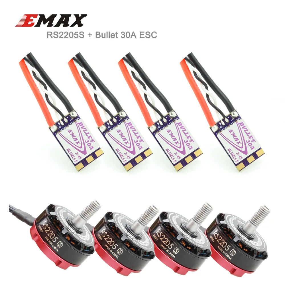 

4SETS EMAX RS2205S RaceSpec Motor & BLHeli-S DSHOT Bullet 30A ESC 2300KV/2600KV RS2205 S Power Combo for FPV Racing Quadcopter