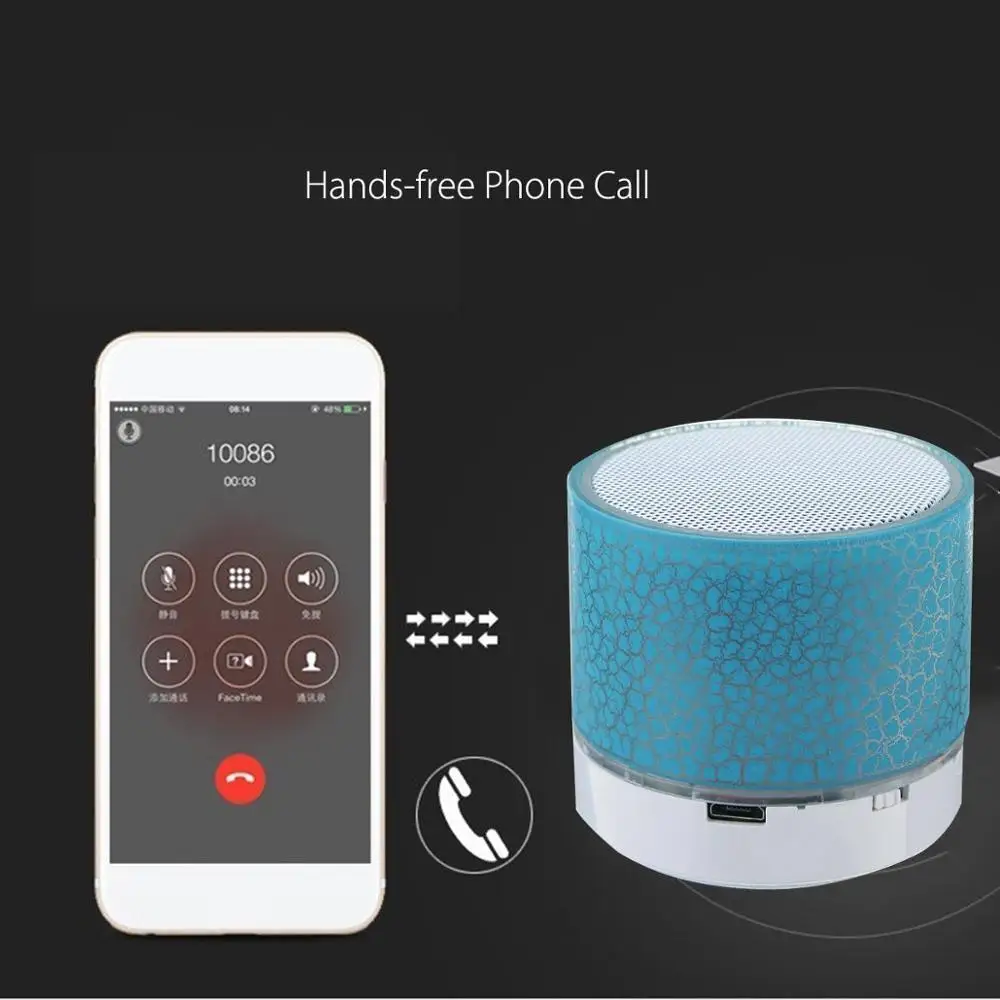 Новинка, A9, блики, трещина, Bluetooth, динамик, Мини, портативный, водонепроницаемый, светодиодный, сабвуфер, u-диск, карта, Bluetooth, аудио, универсальный