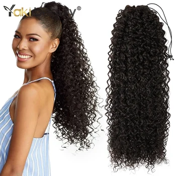 

YAKI BEAUTY Synthetic Ponytail 22Inch 140g 2Clips Tail On an Elastic Band Curly Locks Hair Extension Wig Free Shipping