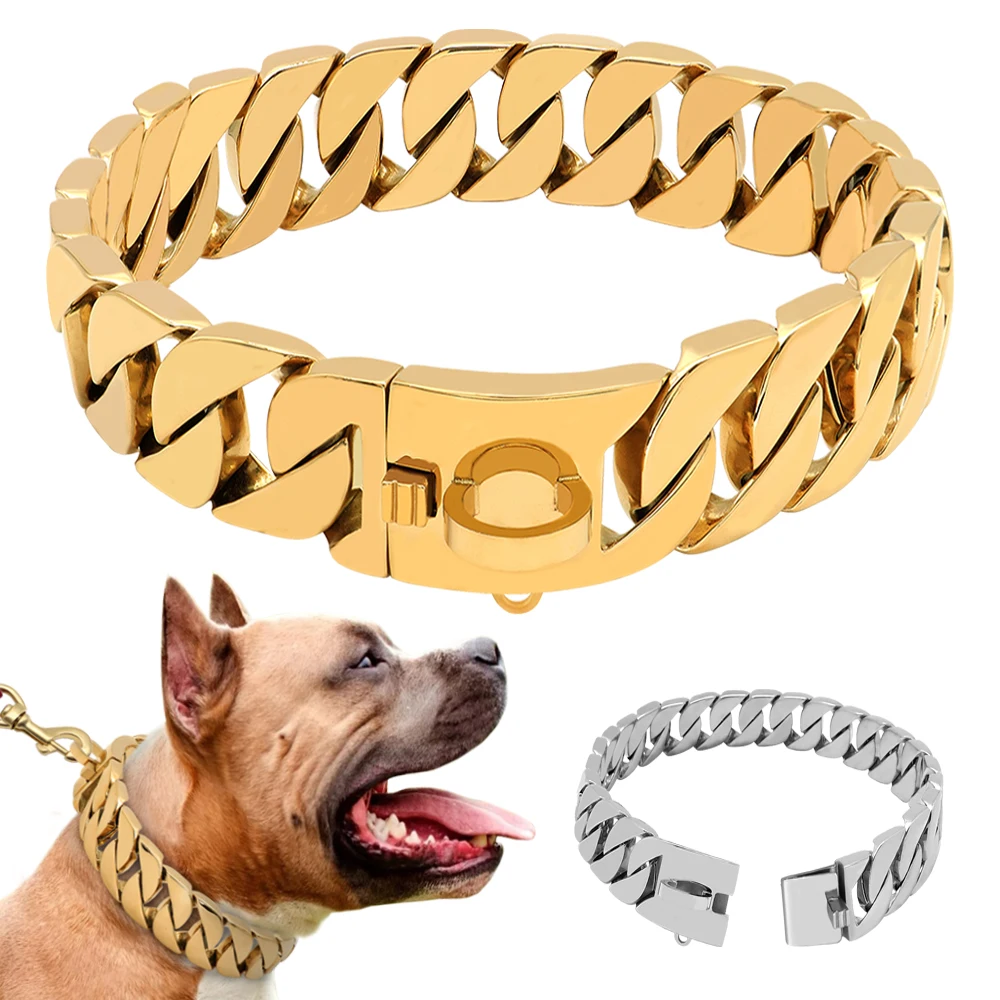 Super fuerte cadena de perro Collar de perro de Choke Collar de oro de  plata de acero inoxidable China medio perros Pitbull bulldog _ - AliExpress  Mobile
