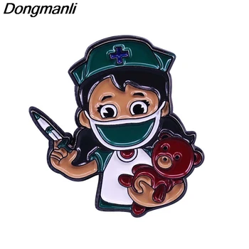 

P4806 Dongmanli Doctors Nurse Enamel Pins Brooches Women Fashion Lapel Backpack Bags Badge Gifts Jewelry
