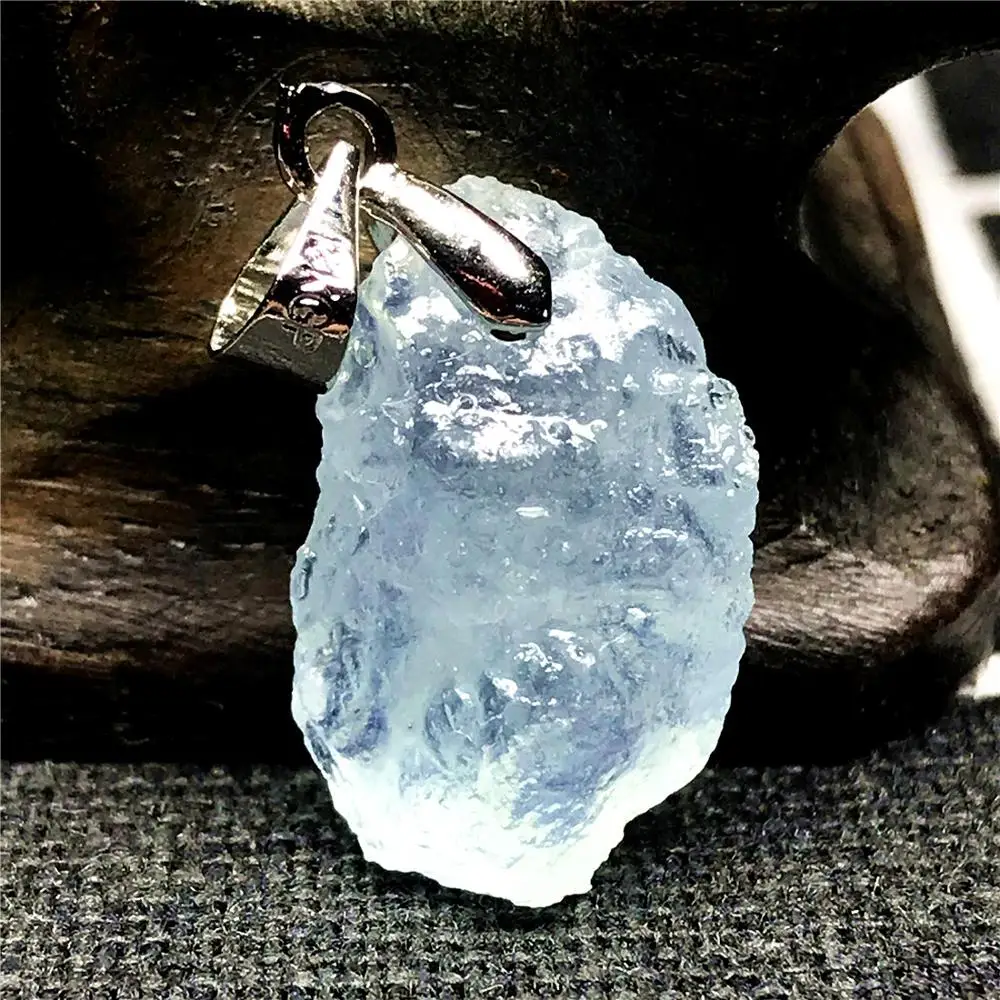 

Genuine Natural Blue Clear Aquamarine Stone Pendant For Woman Man Crystal 21x8x6mm Beads Silver Gemstone Fashion Jewelry AAAAA