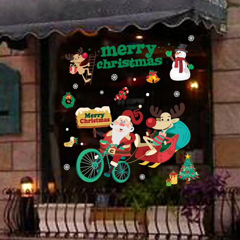 thumbnail image 1 of Pegatina electrostática de cristal para ventana navideña, copo de nieve de Papá Noel, pegatinas de pared de invierno, decoración del hogar de Feliz Navidad, calcomanía de Año Nuevo, 1 of 5