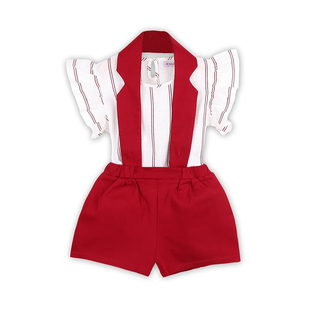 LH154 red HE Hello Enjoy/детская одежда для девочек летние детские комплекты одежды футболка с принтом с героями мультфильмов+ сетчатые юбки на подтяжках одежда для малышей - Цвет: LH154 red