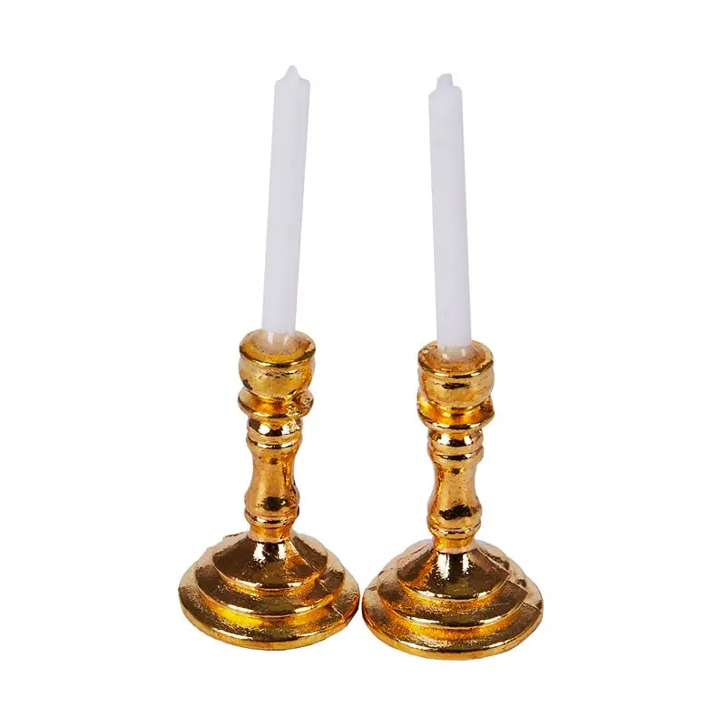 

1 Pair 1:12 Dollhouse Miniature Chandelier White Candles