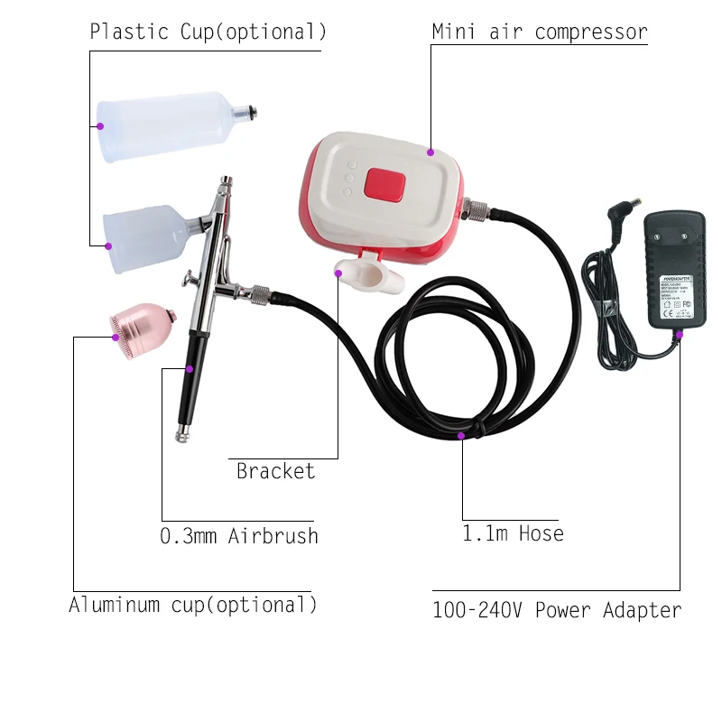 Onnfang Бесшумная Мини Аэрограф компрессор комплект 7 мл и 20 мл и 40 мл Красота Косметика для ногтей торт художественная живопись бытовой компрессор