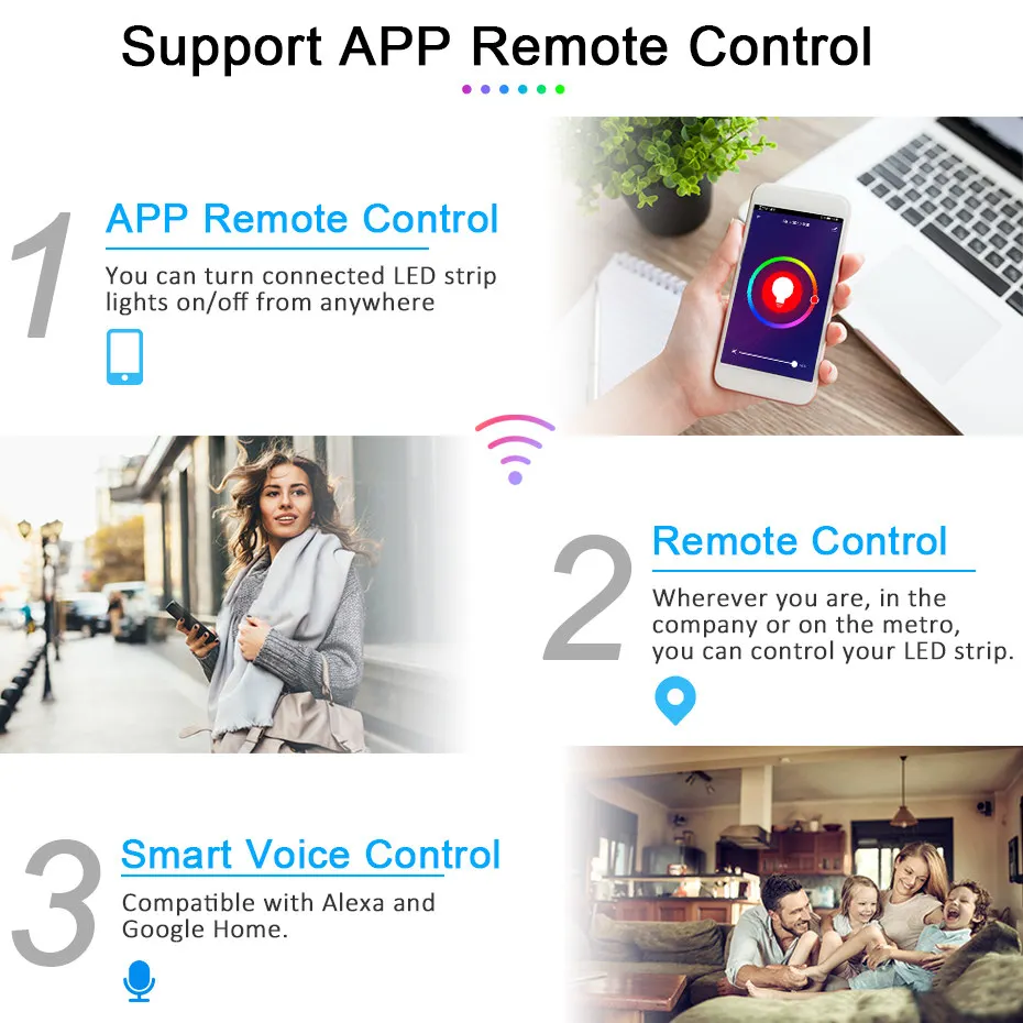 Tuya WiFi Smart LED Control ler 4 контактный RGB светодиодный светильник 5 24 В дистанционное