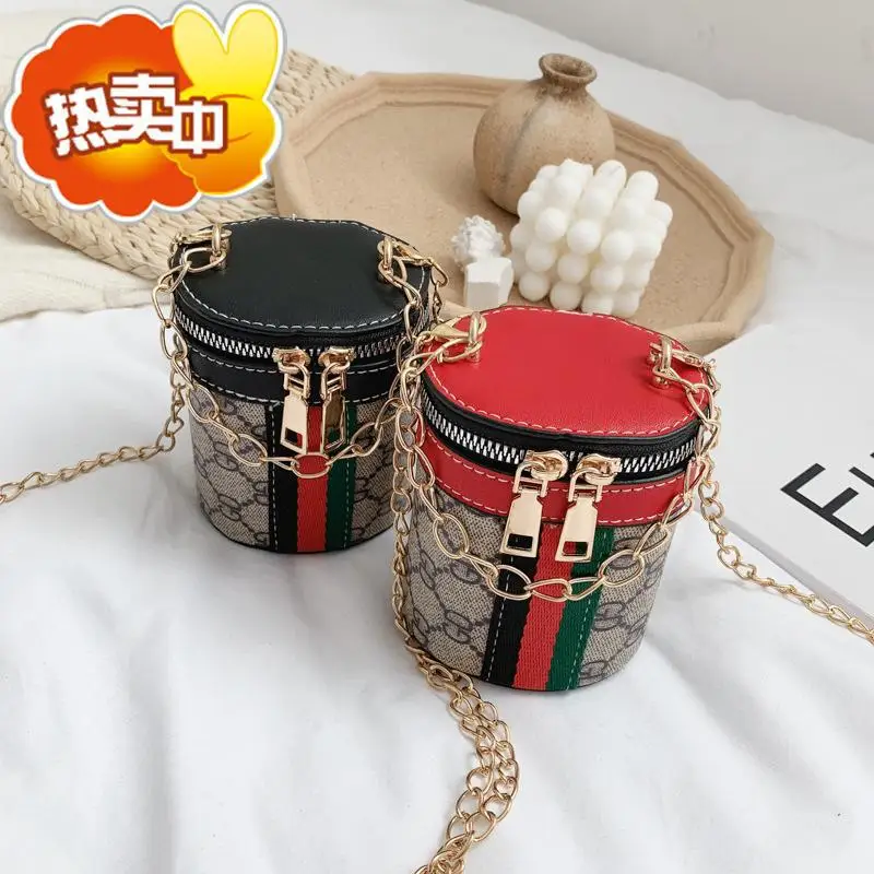 

2019 New Style Children's Bags Europe And America Fan Children Contrast Color Bucket Bag Versatile Shoulder Mini Small Bag Fashi