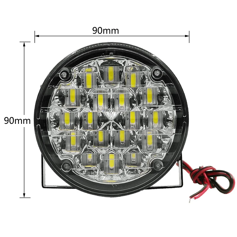 HYZHAUTO 2 шт. 90 мм круглый светодиодный фонарь дневного света 18 светодиодный передний противотуманная фара Вождение лампы Белый 12 в авто DRL