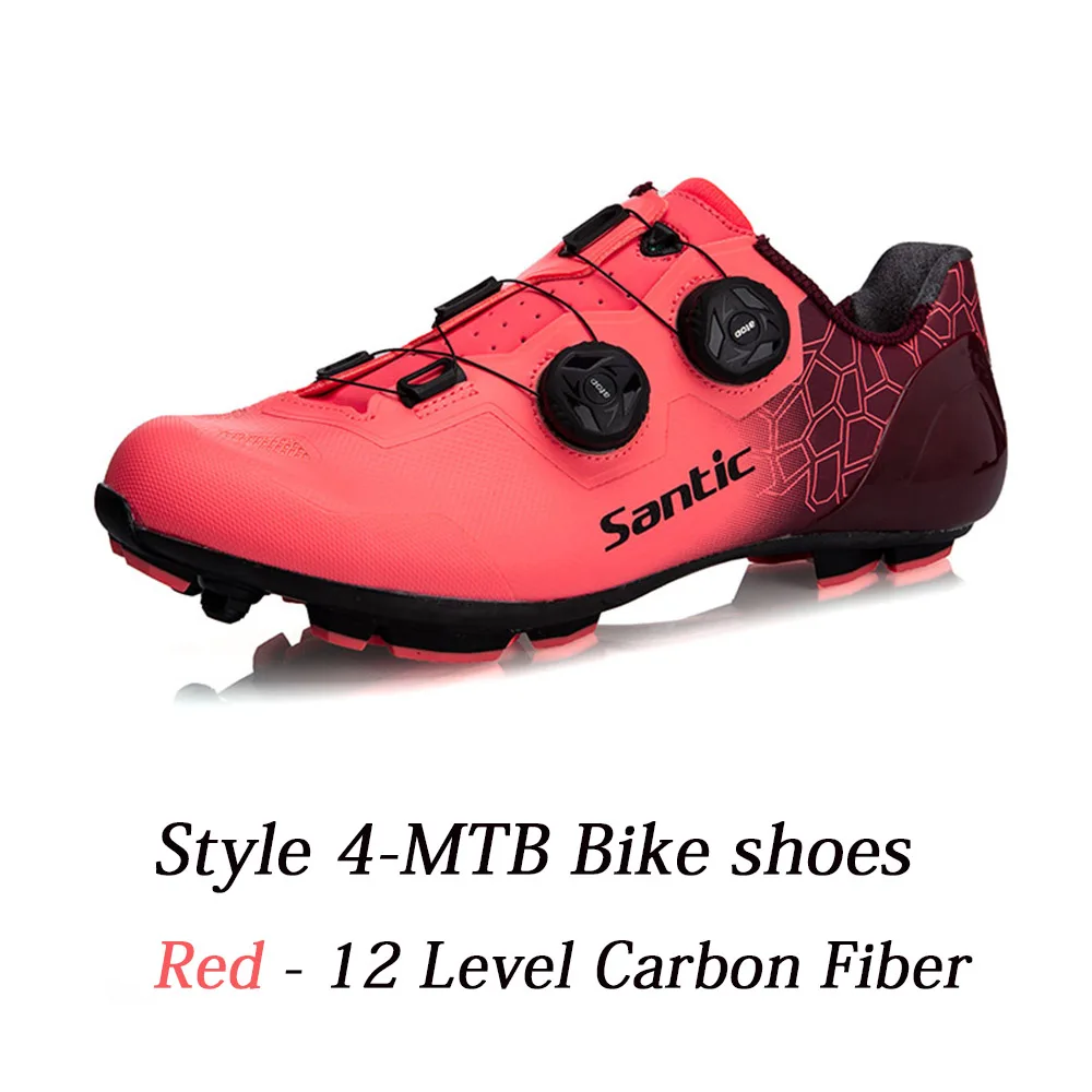 Style 5-Red 5 стильных велосипедных кроссовок SANTIC, подошва из углеродного волокна, профессиональная велосипедная обувь для шоссейного велосипеда, MTB, Мужская Сверхлегкая дышащая обувь, самофиксирующаяся обувь - Цвет: Style 5-Red