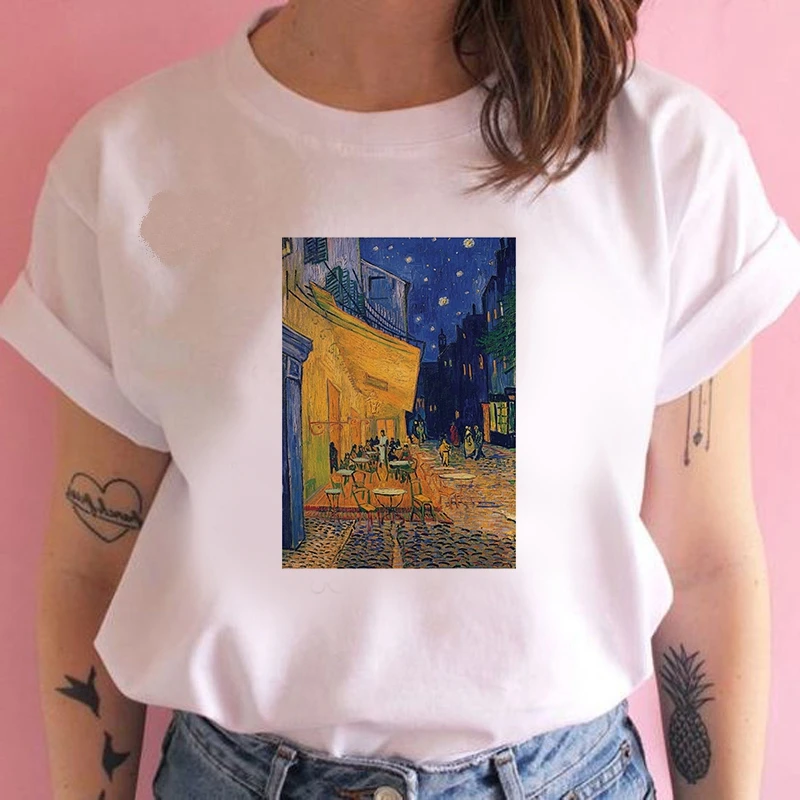 2020 Fashion Women Harajuku Van Gogh's paintings Printed T Shirt Casual Short Sleeve Women's T-shirt Soft Female T shirt
