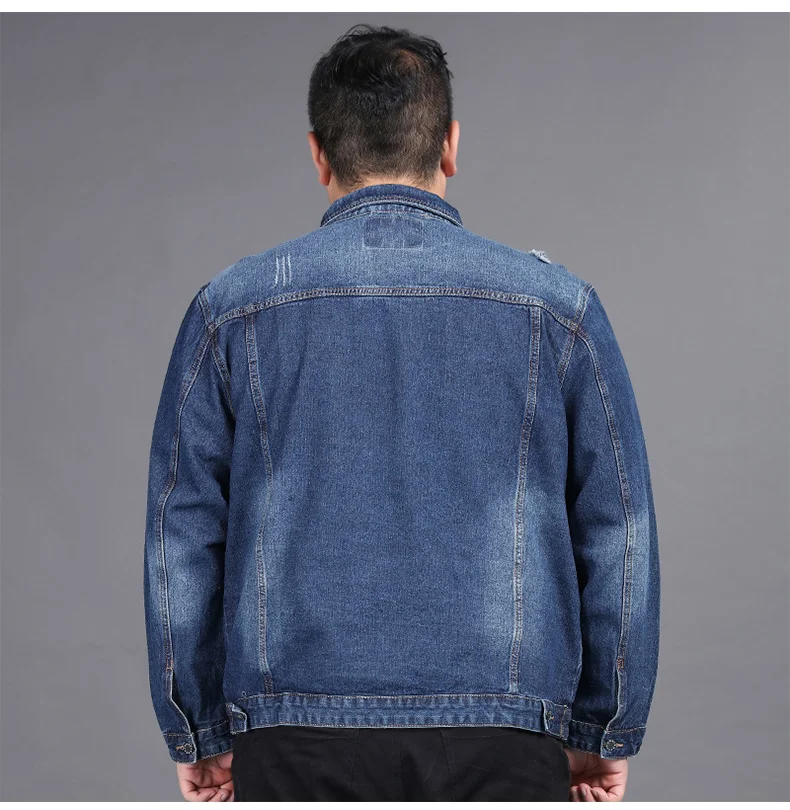 10XL 8X мужская куртка Осень Зима Повседневная джинсовая куртка с длинным рукавом модная простая однотонная куртка с отложным воротником и карманами