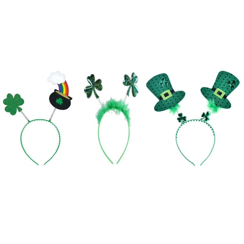 

Irish St Patrick's Day Headband Green Clover Hairband Shamrock Buckle Small Sequin Hat Lovely Festival Party Decor Kids Adults
