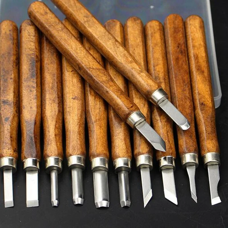 12 шт./компл. высокое качество резьба по дереву набор деревянная ручка резьба Ножи гравировальный станок деревообрабатывающий ручных инструментов