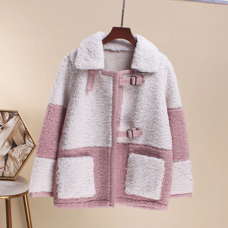 

2019 Early Autumn New Style ke li rong Overcoat Korean-style Loose-Fit BF Short-height Berber Fleece Cropped Jacket Women's Vers