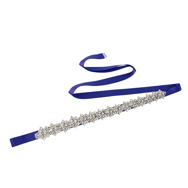 Wedding Silver Rose Gold Bridal Belt Party Gown Dresses Accessories Wedding Sashes Belt Crystal Bridal Sash Bride Belt for Women royal blue