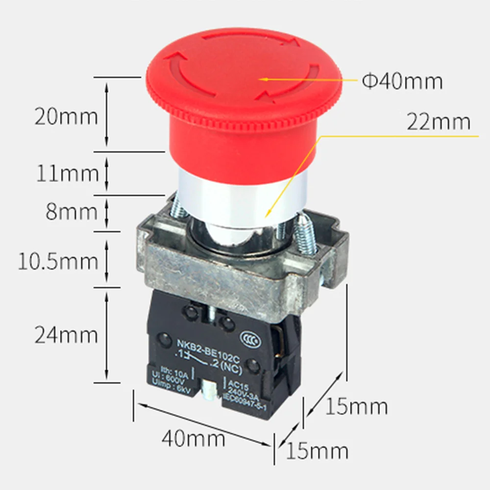 XB2 красная Грибовидная головка Φ 22 мм 10A/415V|Выключатели| |