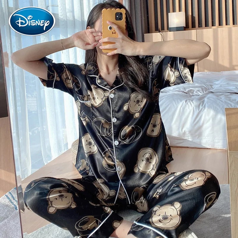 Silk Pajamas Trousers Pooh Disney Home-Service-Suit Summer Spring New And Cartoon Short