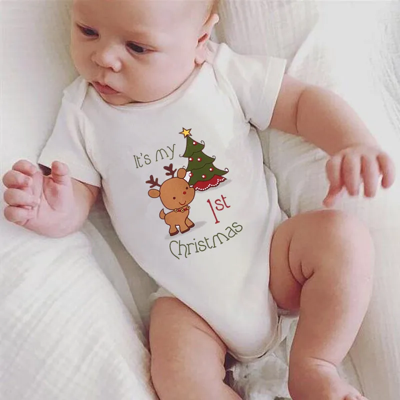 Мой первый комбинезон для малышей Рождественский хлопковый боди для новорожденных Одежда для маленьких мальчиков и девочек милый детский комбинезон на Рождество