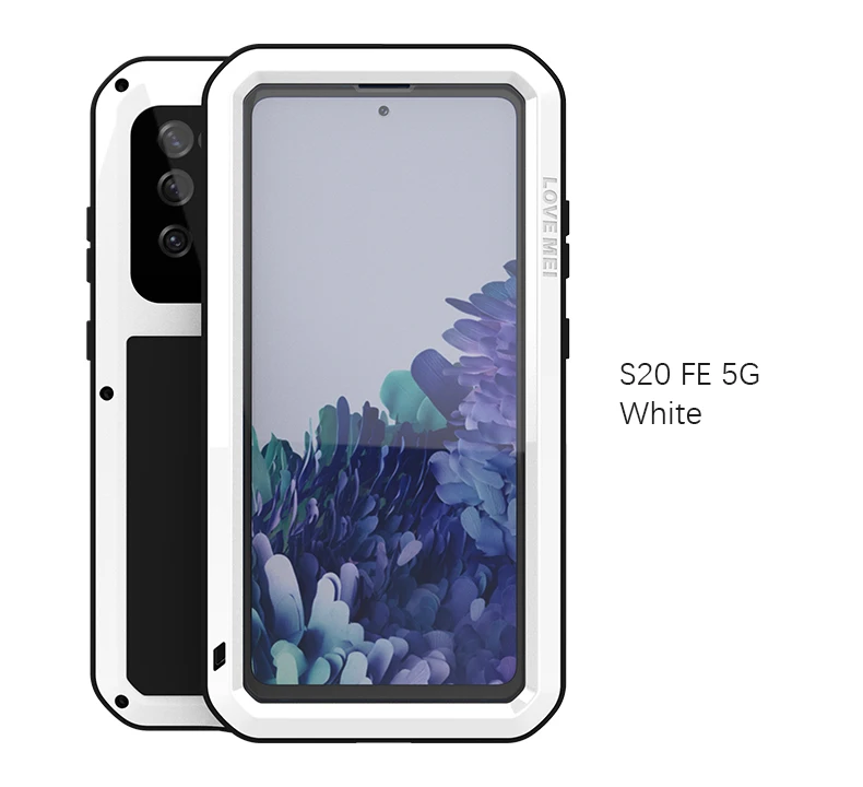 Love Mei For Samsung Galaxy S20 FE Metal Aluminum Armor Shockproof Heavy Duty Case protective Cover+Gorilla Glass (17)