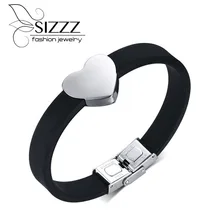 Романтический силиконовый браслет на запястье полированная нержавеющая сталь Пряжка в форме сердца женские ювелирные изделия подарок
