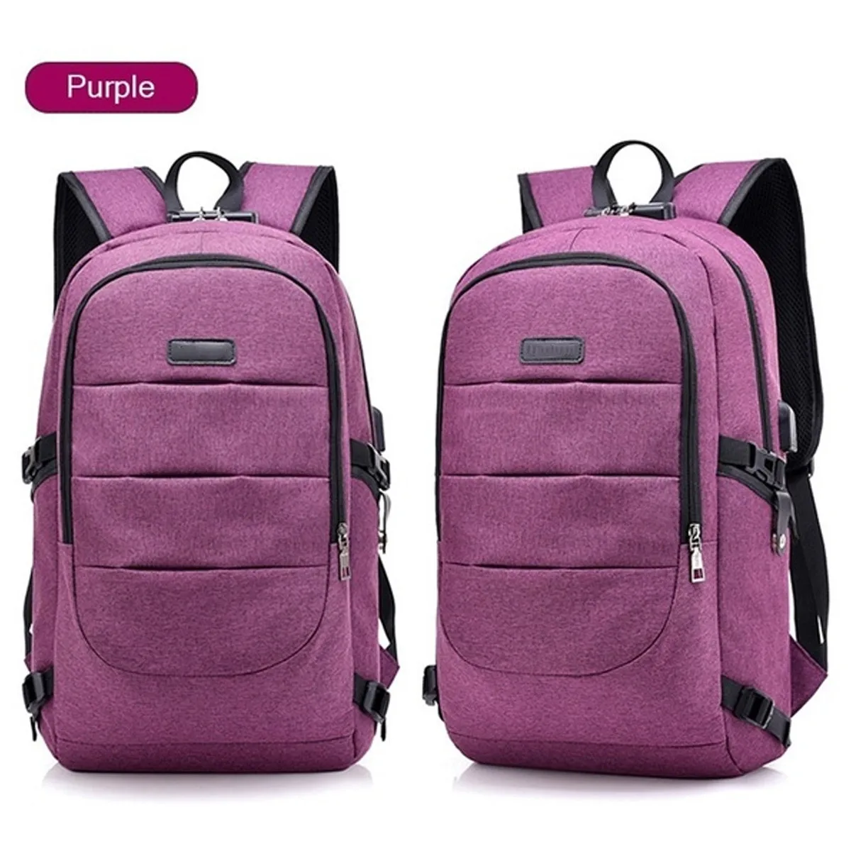 Фиолетовый Многофункциональный 17," рюкзак для ноутбука Mochila, большой USB порт, мужской водонепроницаемый рюкзак, школьный рюкзак с защитой от кражи - Цвет: Фиолетовый