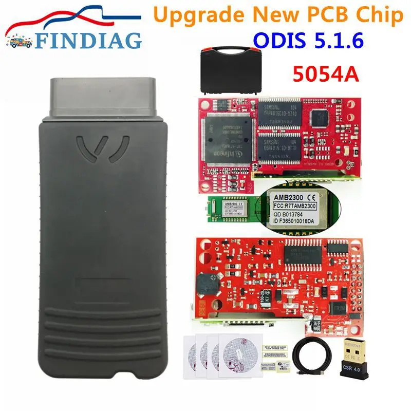 

Perfect Version Code Reader Red PCB OKI VAS5054A Supports UDS Protocols For VAG AMB2300 Chip More Thicken For Vehicle Diagnostic