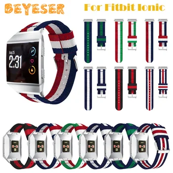 

Sport Nylon Straps for Fitbit Ionic Smart watch Bracelet Band Replacement Accessories wristband with Stainless Steel buckle belt