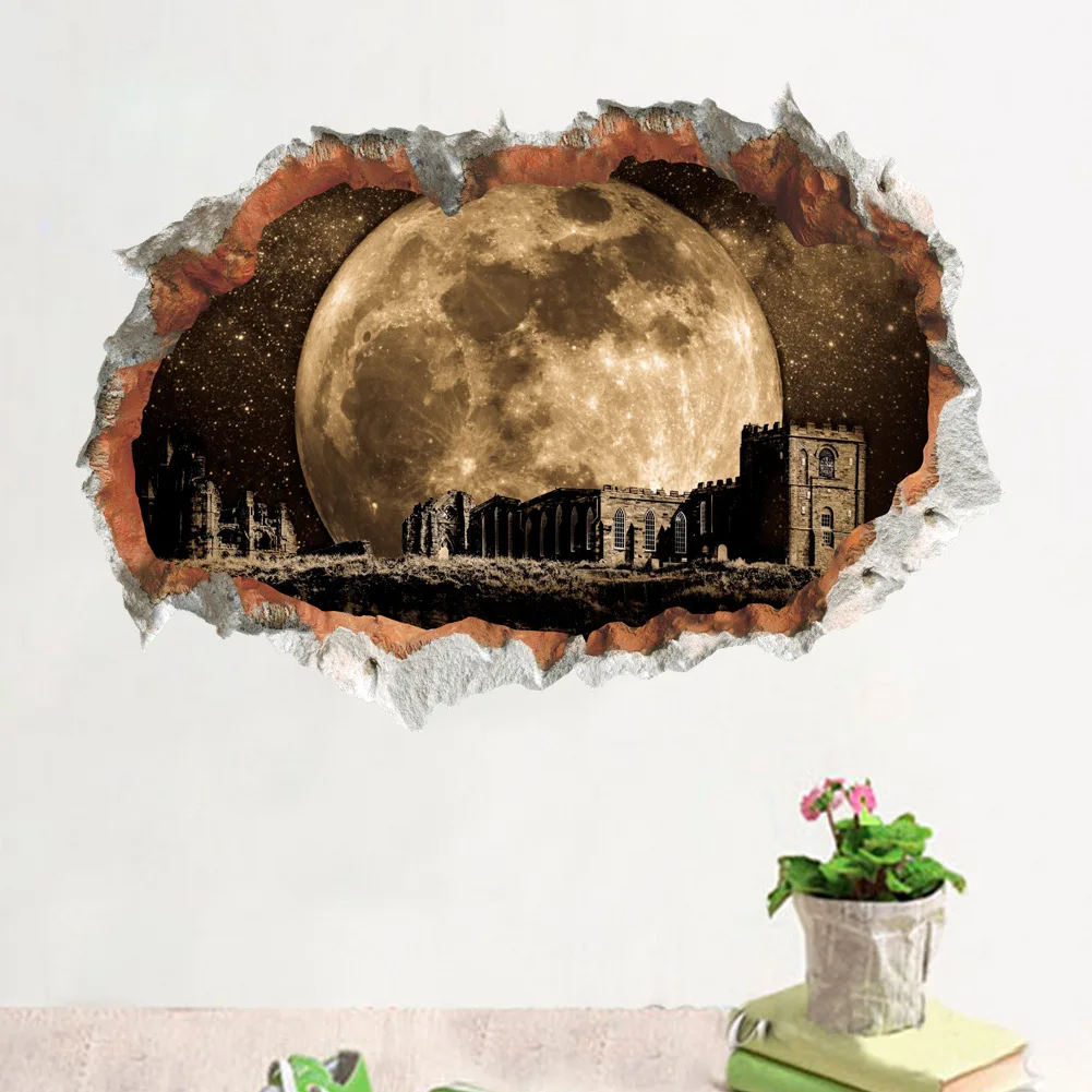14222 Star Universe Moon-style самоклеющиеся настенные наклейки, настенные наклейки, бумага для спальни, ТВ, фон, настенная бумага