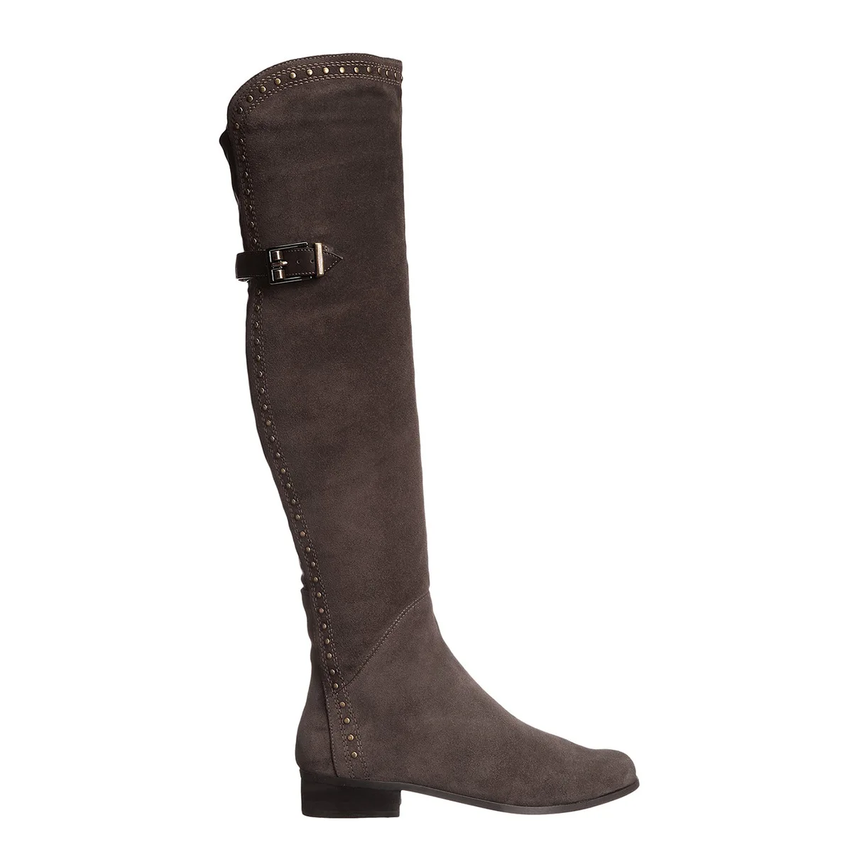 Boots Female Women Shoes Genuine Leather Rivet Belt Buckle Leather Stitch Over-the-knee Motorcycle Boots Botas De Mujer Booties