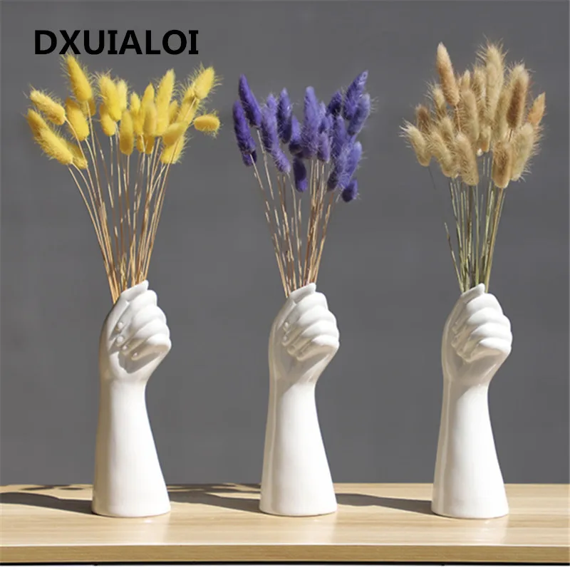 Hand-Vase Ornament Flowers Composition Office-Decor Ceramics Floral Living-Room Nordic-Style