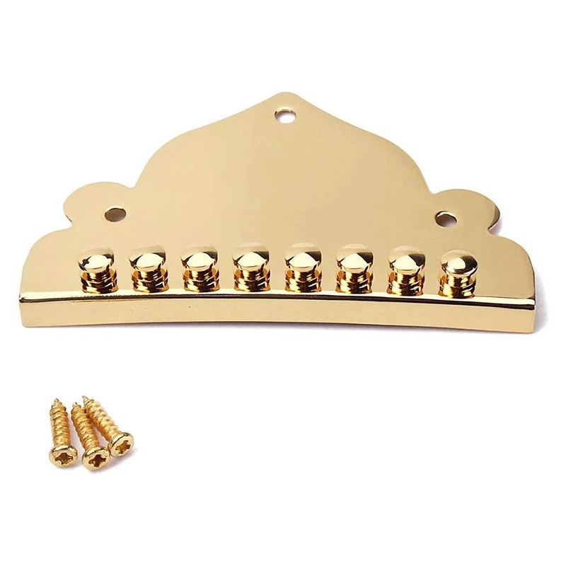 

8 String Mandolin Tailpiece Gold Plated with 3 Screws Parts Accessory Replacement for Your Broken Dirty or Old Bridge Tailpiece