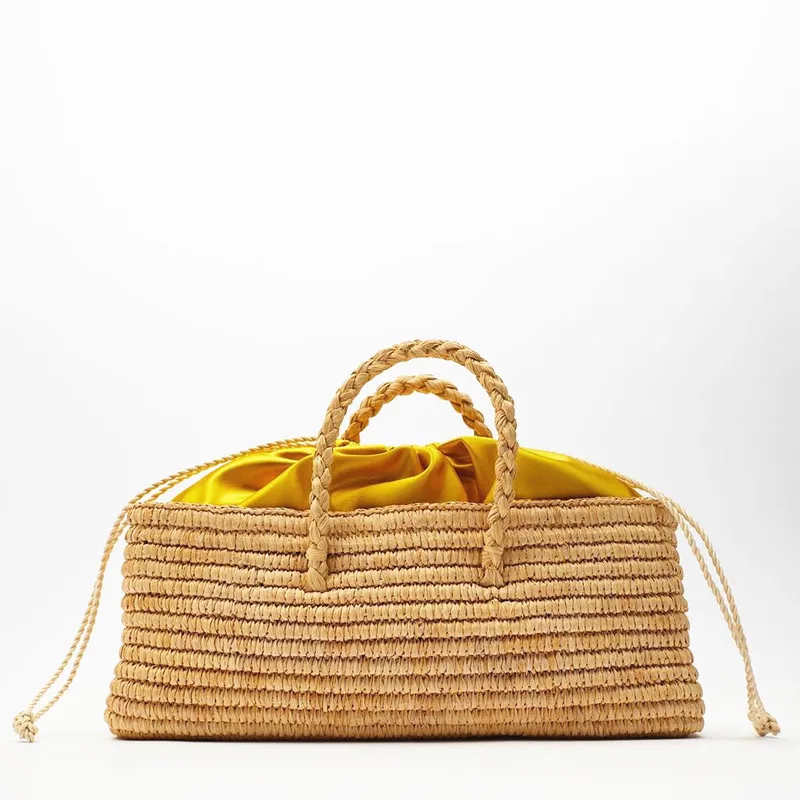 

2022 new natural color raffia women bag, tote bag, Horizontal section, square, raffia, woven tote bag, shoulder bags