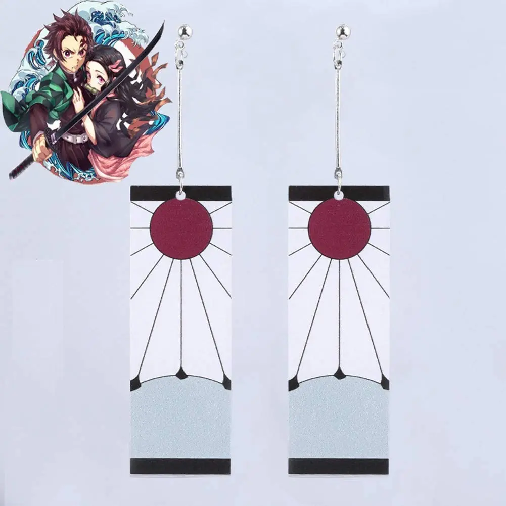 Demon Slayer Tanjiro Earrings Tanjirou Anime Cosplay Earrings Dangle