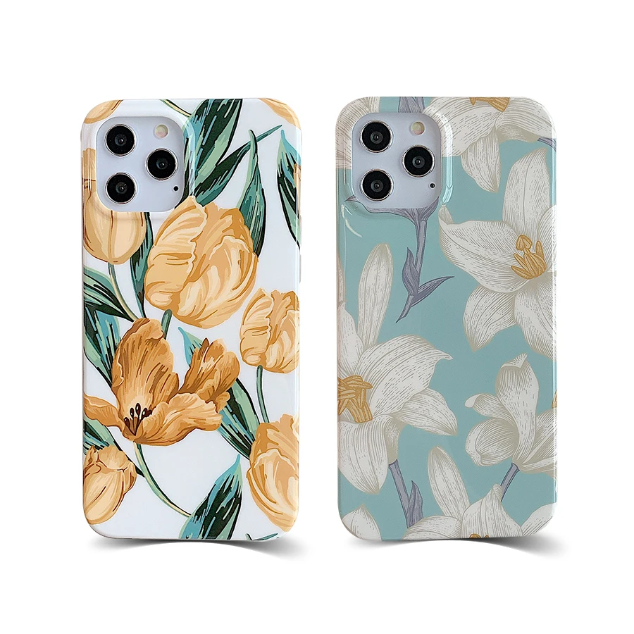 

Flower Floral Lily Tulip Plant Soft Silicone Shockproof Phone Case Cover for iPhone 11 12 Pro Max 12Mini 7 8 Plus XR XS