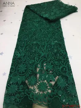 

Anna green nigerian net lace french sequins fabric 2020 high quality embroidered african tulle laces mesh fabrics 5 yards/piece