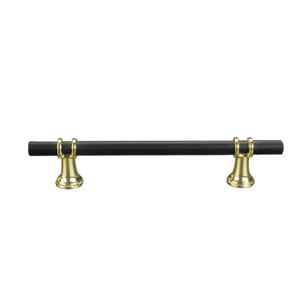 A708-182mm Black Высокое качество Dooroom латунные ручки Т-бар светильник роскошная черная золотая для шкафа комод шкаф ящик мебель VE - Цвет: A708-182mm Black