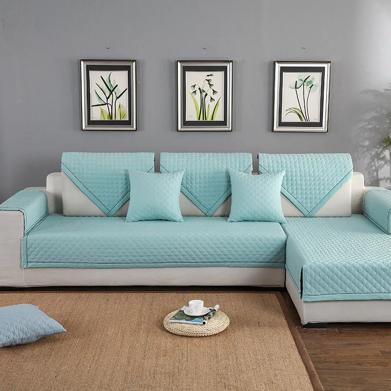 

Washing Cotton Quilted Sofa Coaster Modern Minimalist Thick Anti-slip Solid Color Sofa Cover Cover Towel
