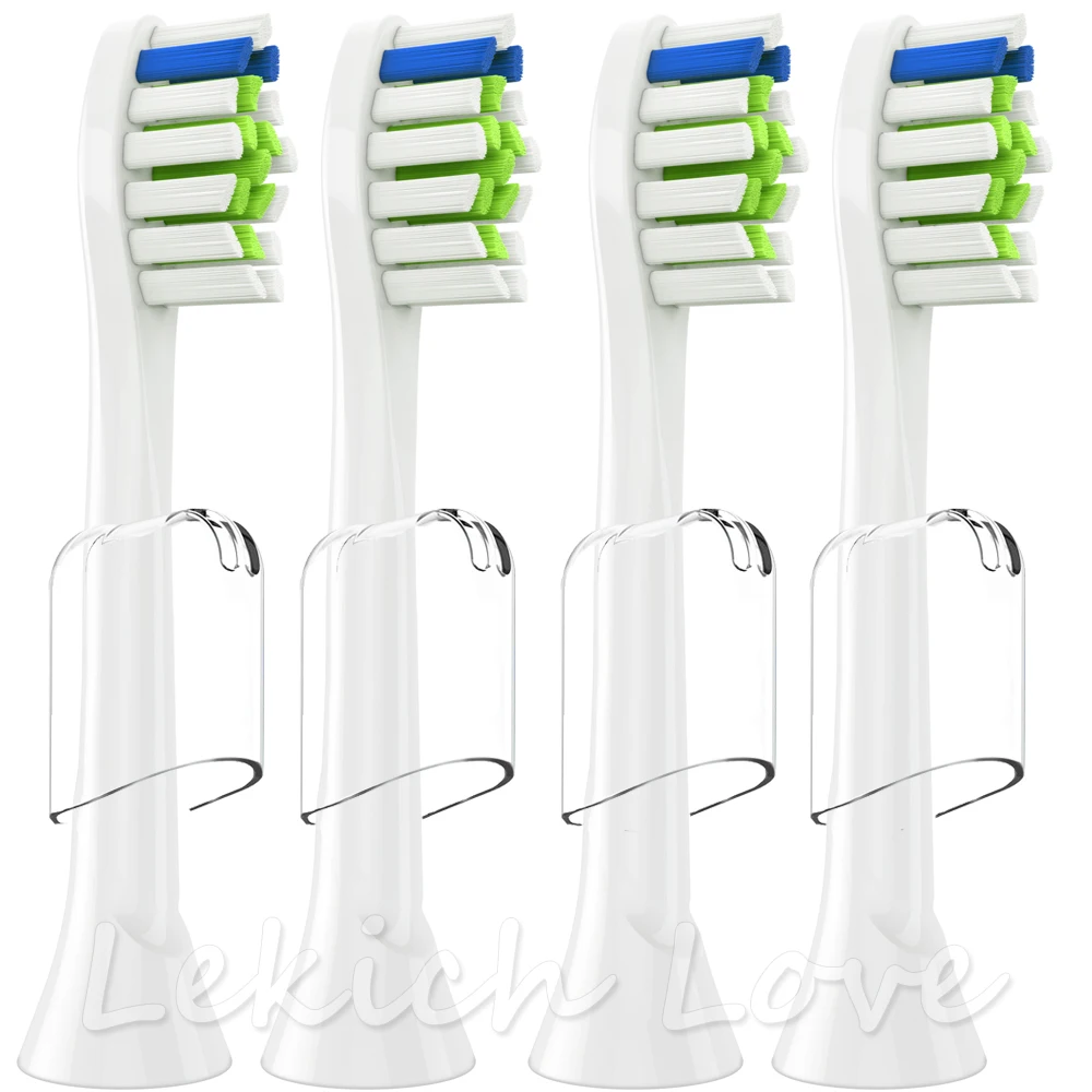 4 Pcs Toothbrush Heads with Protective Covers for Philips Sonicare