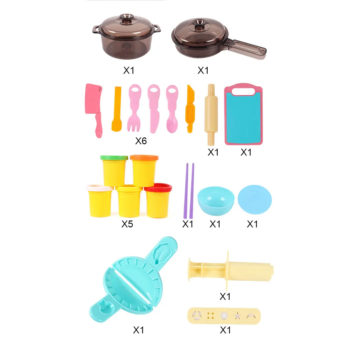 

Rowsfire 22Pcs Children Kitchen Pretend Play DIY Colorful Clay Food Toy Set Spray Induction Cooker With Sound And Light