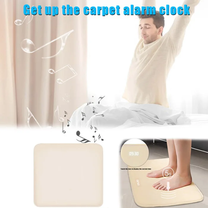 Stand On Pressure Sensitive Alarm Clock Carpet LED Electronic Digital Clock Bedroom Anti-Slip Wear-Resisting Soft Mat Lazy