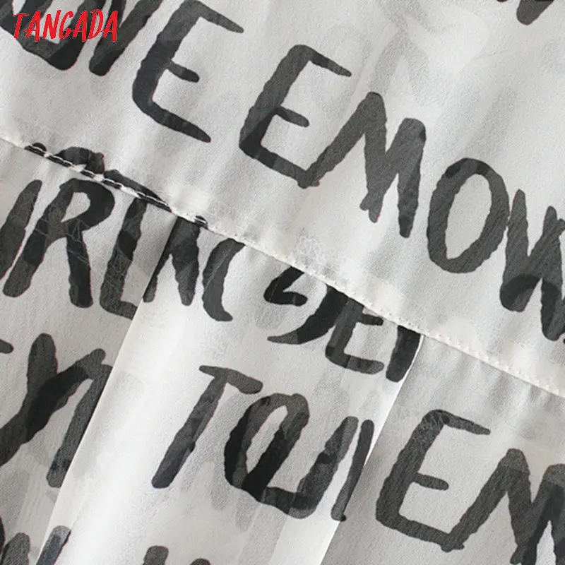 Tangada, Женская винтажная блуза с буквенным принтом, корейская мода, женские повседневные длинные рубашки, женские шикарные топы CE129